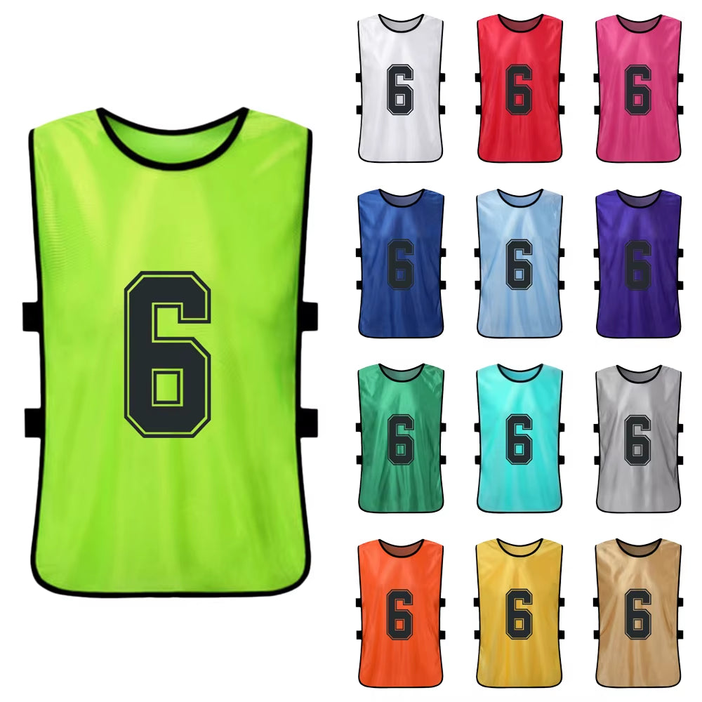 6PCS/2PCS Adults Soccer Pinnies Quick Drying Football Team Jerseys Youth Sports Scrimmage Soccer Team Numbered Bibs Sports Vest