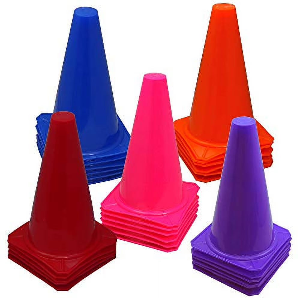9" Cones for Speed & Agility Sports Equipment, Soccer Training, Football Drills, Track, Indoor Outdoor Activity, Assorted Colors (30 Pack)